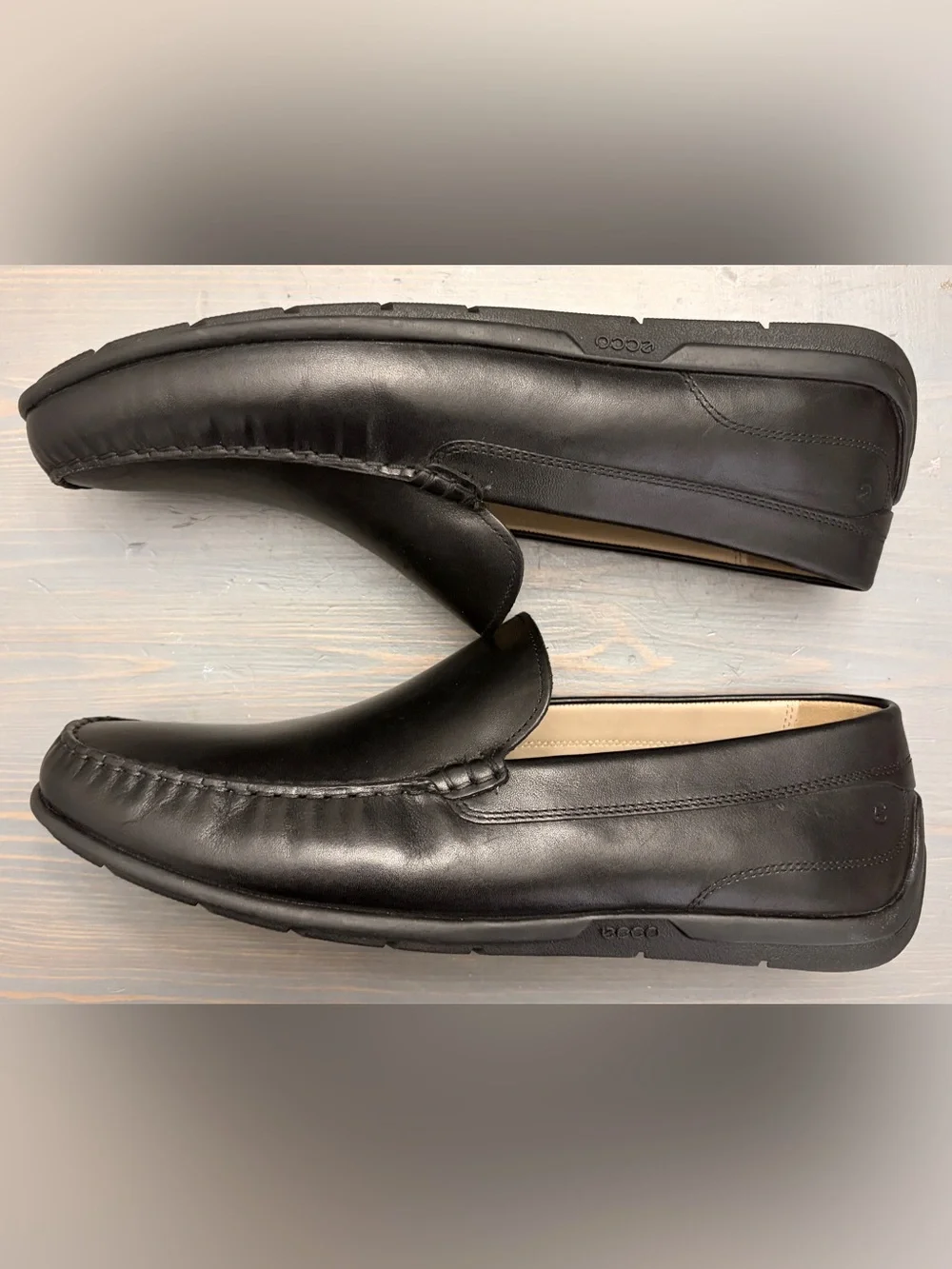 ECCO Men’s EU 45 US 11-11.5 Black Real Leather Casual Dress Shoes